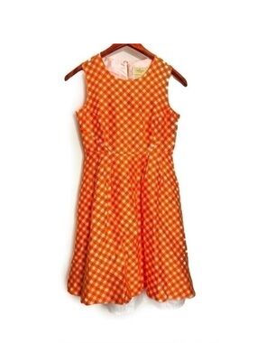 Kate Spade Orange Gingham Sleeveless Party Dress